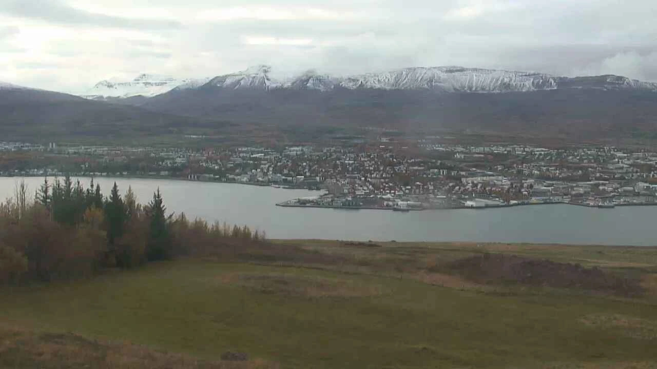 View across Eyjafjörður from Vaðlaheiði, Akureyri, Northeast