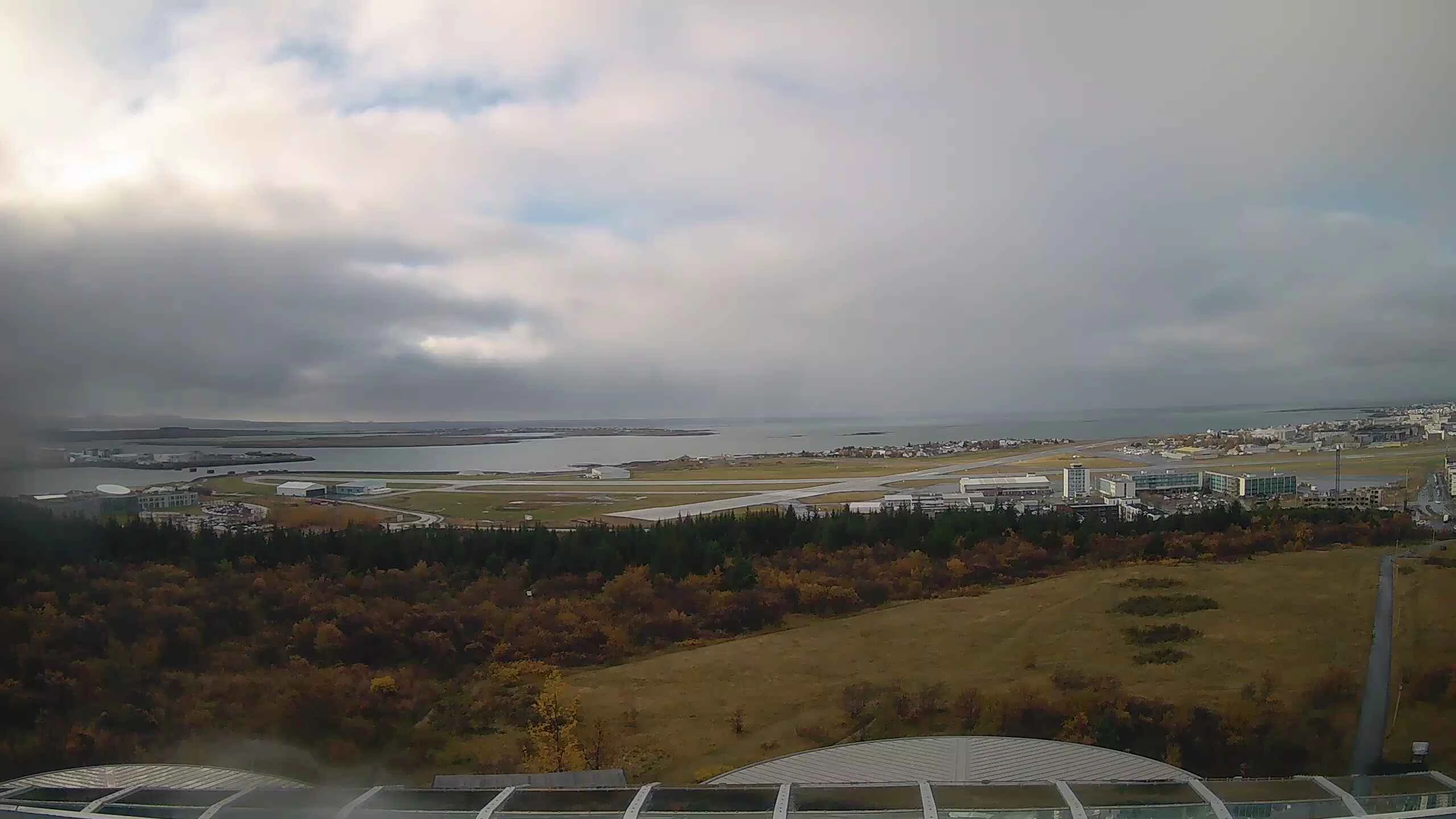 Perlan, west: Skerjafjörður and the airport, Reykjavík, Capital Region
