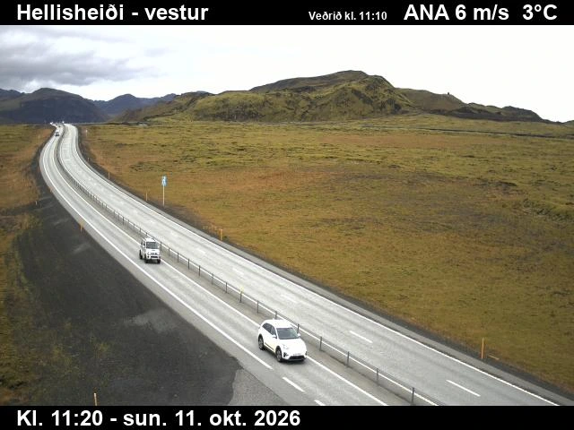 Road camera, road 1, looking west, Hellisheidi, Southwest