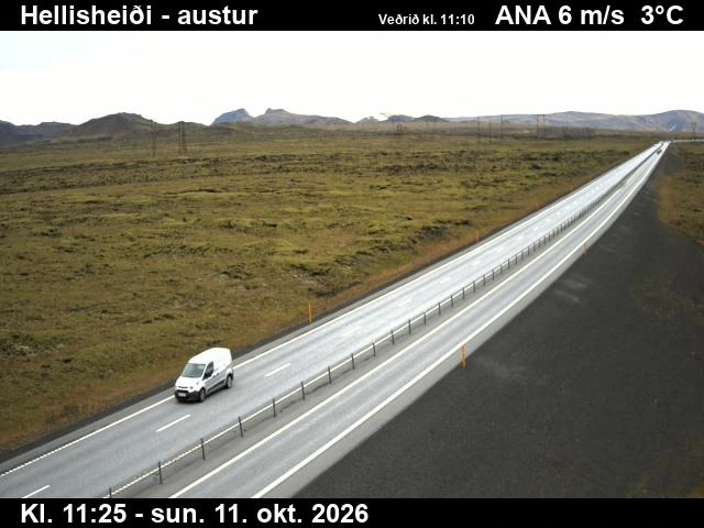 Road camera, road 1, looking east, Hellisheidi, Southwest