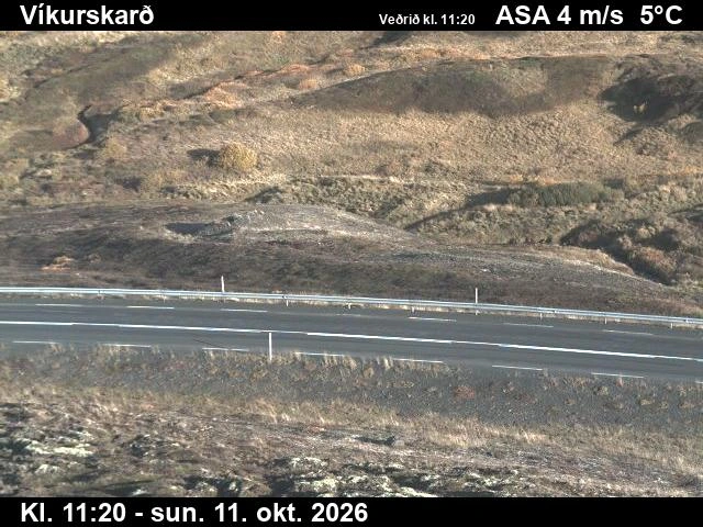 Road camera, road 84, road surface, Vikurskard, North