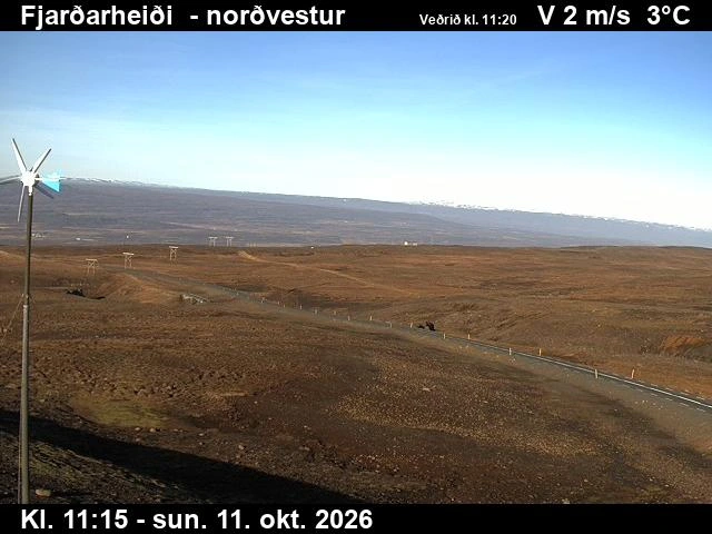 Road camera, road 93, looking north-west, Fjardarheidi, East