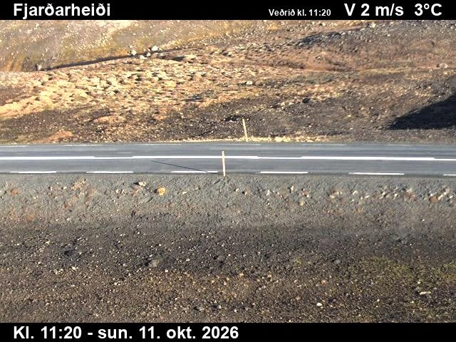 Road camera, road 93, road surface, Fjardarheidi, East