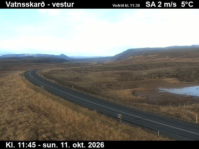 Road camera, road 1, looking west, Vatnsskard, North