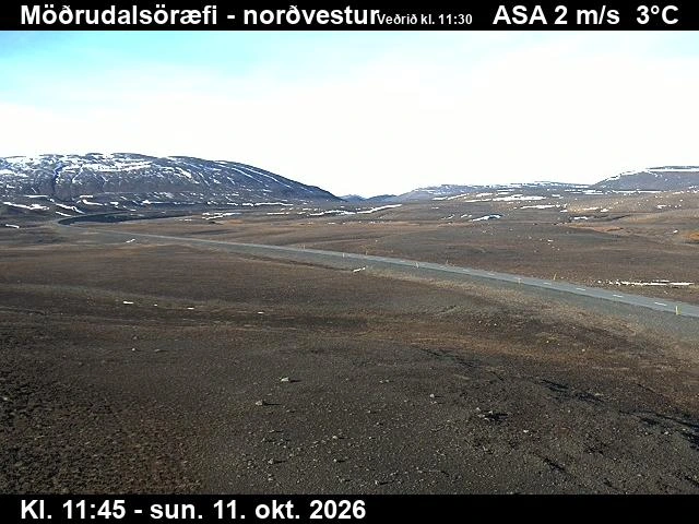 Road camera, road 1, looking north-west, Modrudalsoraefi, Northeast