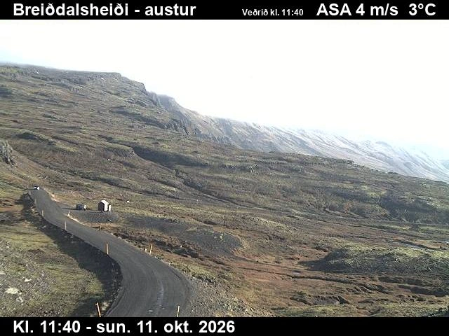 Road camera, road 95, looking east, Breiddalsheidi, East
