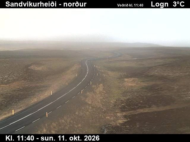 Road camera, road 85, looking north, Sandvikurheidi, East