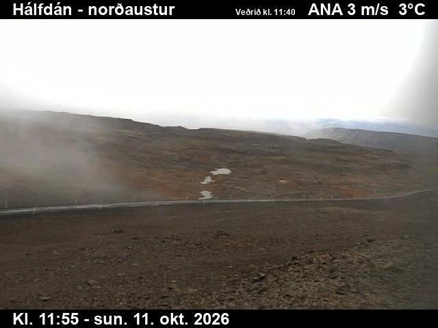 Road camera, road 63, looking north-east, Halfdan, Westfjords
