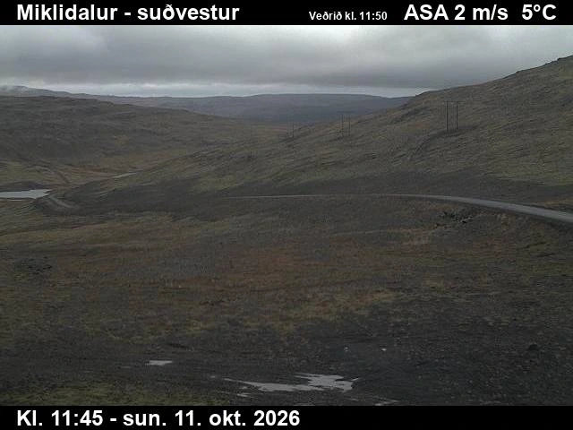 Road camera, road 63, looking south-west, Miklidalur, Westfjords