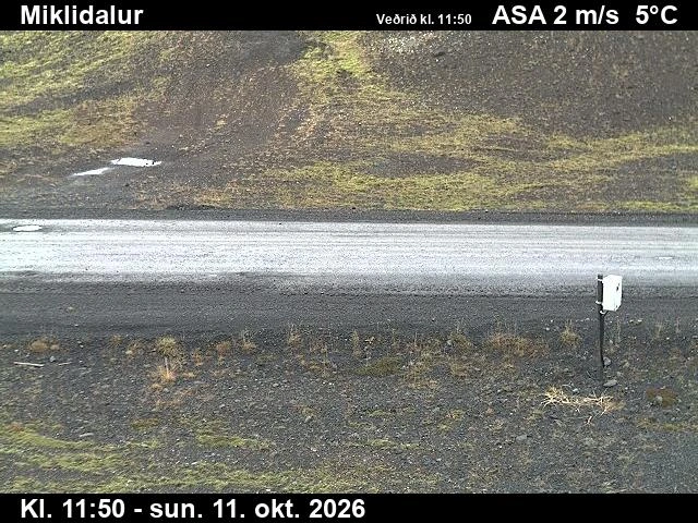 Road camera, road 63, road surface, Miklidalur, Westfjords