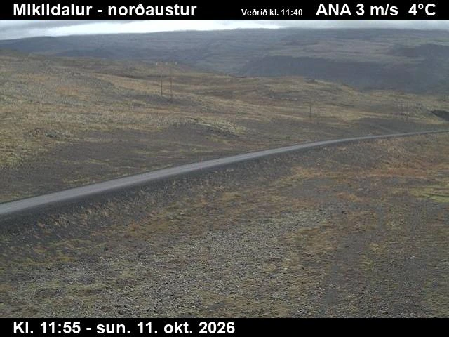Road camera, road 63, looking north-east, Miklidalur, Westfjords