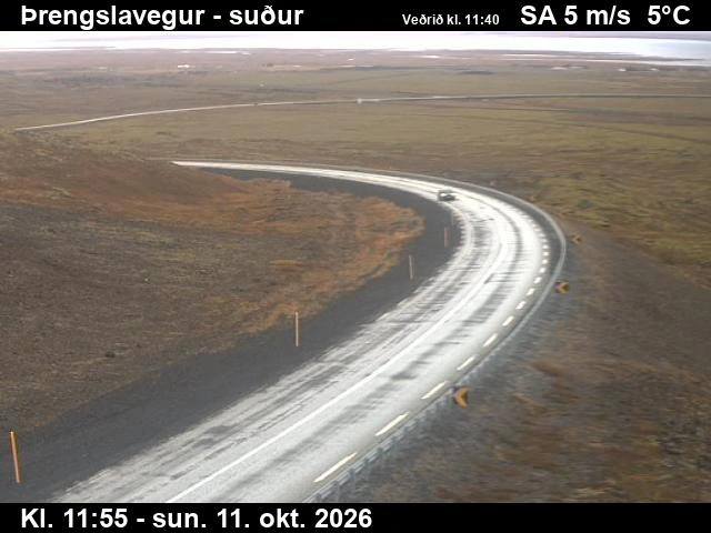 Road camera, road 39, Threngsli road, over Olfus, Threngsli, Southwest