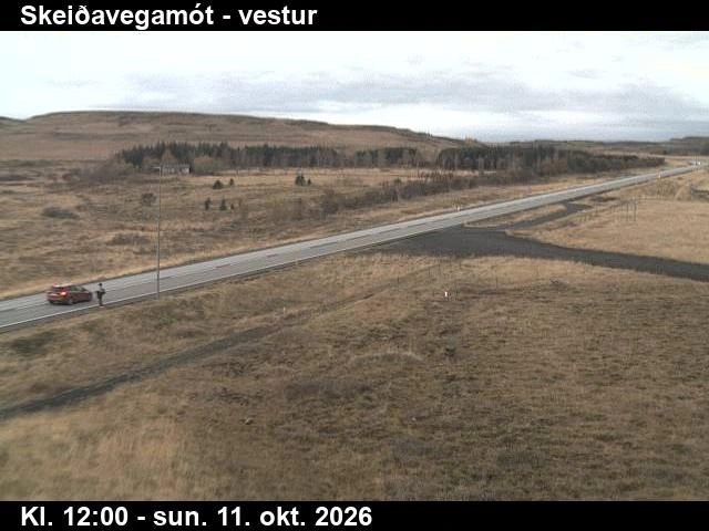 Road camera, road 1, towards Selfoss, Skeidavegamot, South