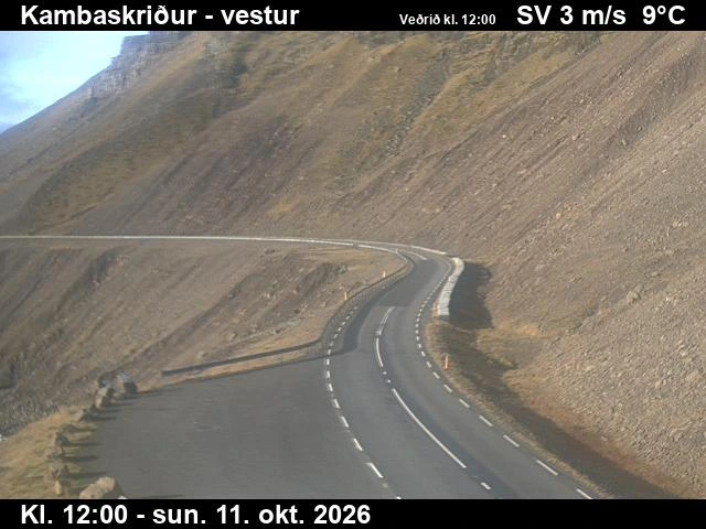 Road camera, road 1, looking west, Kambaskridur, East