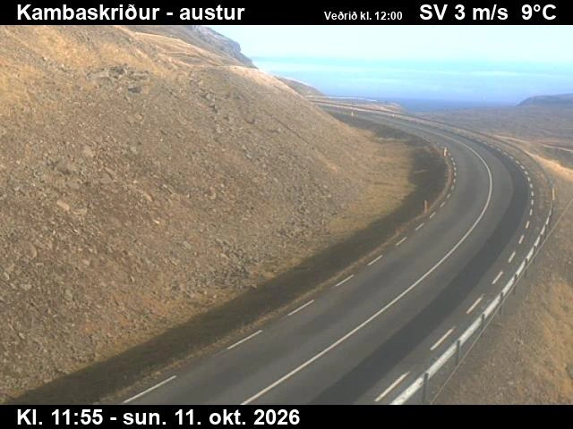 Road camera, road 1, looking east, Kambaskridur, East