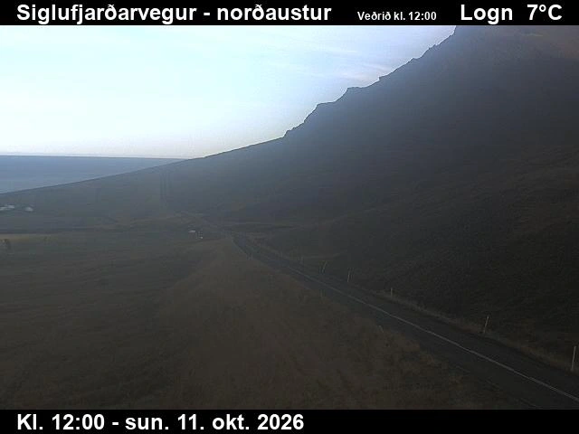 Road camera, road 76, looking north-east, Siglufjordur road at Herkonugil, North