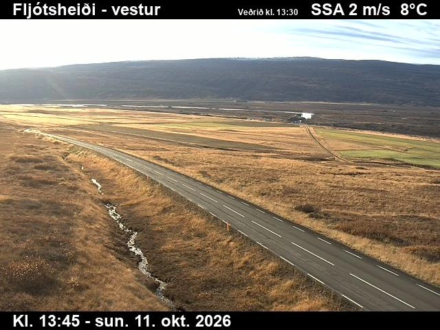 Road camera, road 1, looking west, Fljotsheidi, Northeast