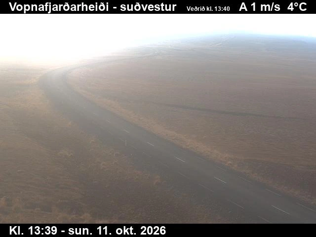 Road camera, road 85, looking south-west, Vopnafjardarheidi, East