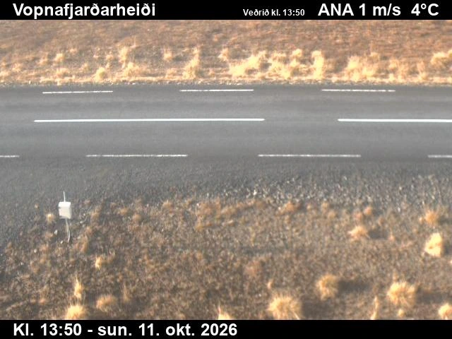 Road camera, road 85, road surface, Vopnafjardarheidi, East