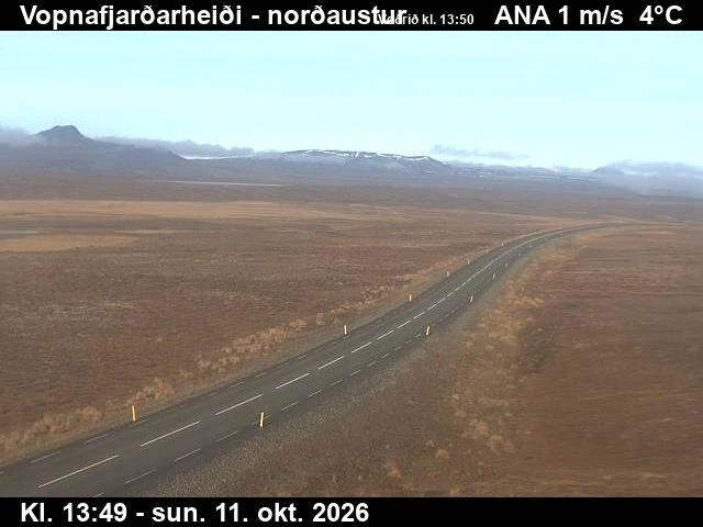 Road camera, road 85, looking north-east, Vopnafjardarheidi, East