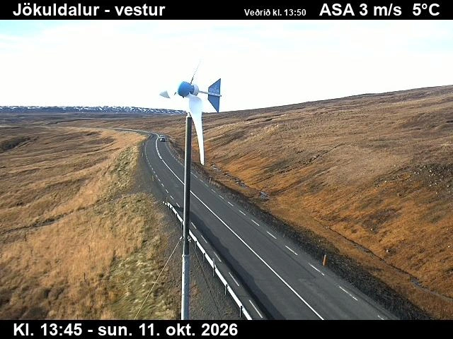 Road camera, road 1, looking west, Jokuldalur, East