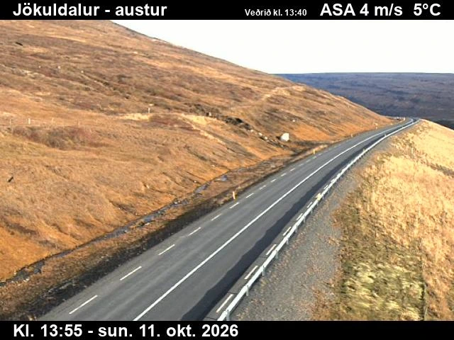 Road camera, road 1, looking east, Jokuldalur, East