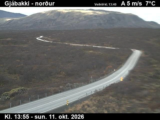 Road camera, road 36, looking north, Gjabakki, South