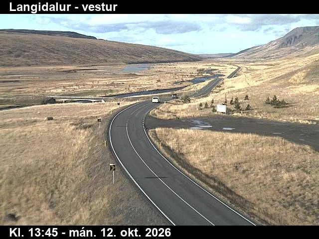 Road camera, road 1, looking west, Langidalur, North
