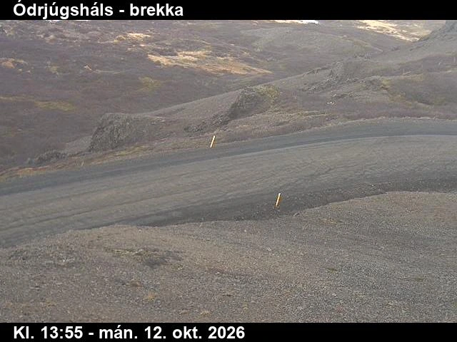 Road camera, road 60, hill, Odrjugshals, Westfjords