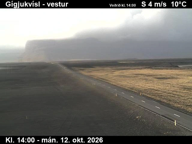 Road camera, road 1, looking west, Gigjukvisl, Southeast