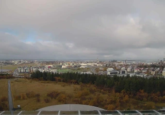 Perlan, north: old town and Hallgrímskirkja, Reykjavík, Capital Region