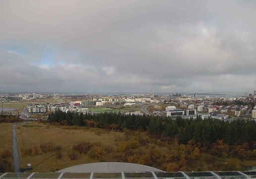 Perlan, north: old town and Hallgrímskirkja, Reykjavík, Capital Region