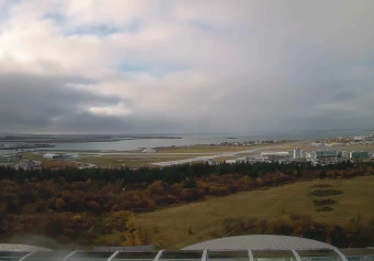 Perlan, west: Skerjafjörður and the airport, Reykjavík, Capital Region