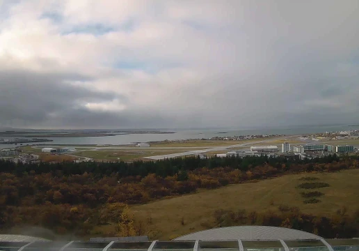 Perlan, west: Skerjafjörður and the airport, Reykjavík, Capital Region