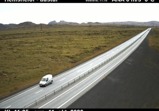 Road camera, road 1, looking east, Hellisheidi, Southwest