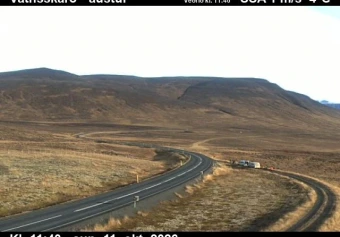 Road camera, road 1, looking east, Vatnsskard, North
