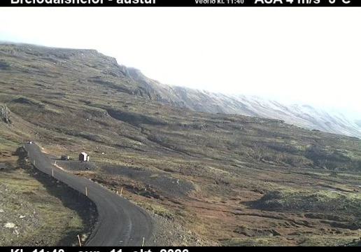 Road camera, road 95, looking east, Breiddalsheidi, East