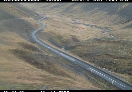 Road camera, road 60, looking north, Gemlufallsheidi, Westfjords