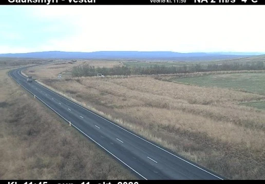 Road camera, road 1, looking west, Gauksmyri, North