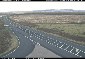 Road camera, road 1, looking west, Markarfljot (Bakkafjara junction), South