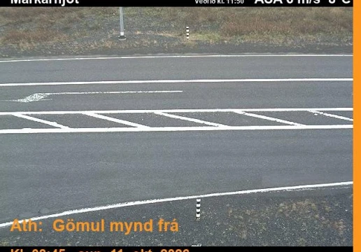 Road camera, road 1, road surface, Markarfljot (Bakkafjara junction), South