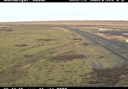 Road camera, road 1, towards Bakkafjara, Markarfljot (Bakkafjara junction), South