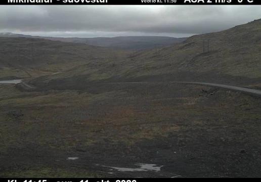 Road camera, road 63, looking south-west, Miklidalur, Westfjords