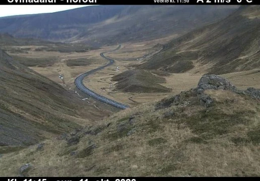Road camera, road 60, looking north, Svinadalur, West