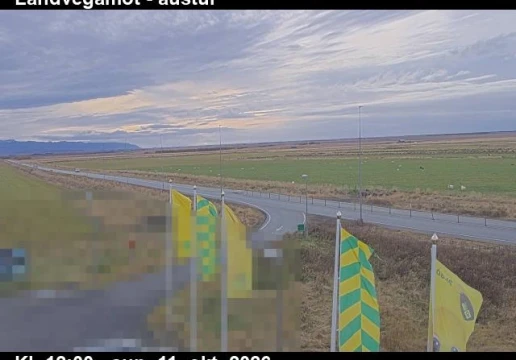 Road camera, road 1, towards Hella, Landvegamot, South