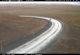 Road camera, road 39, Threngsli road, over Olfus, Threngsli, Southwest