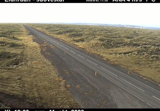 Road camera, road 1, looking south-west, Eldhraun, South