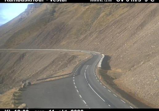 Road camera, road 1, looking west, Kambaskridur, East