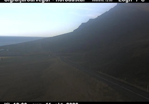 Road camera, road 76, looking north-east, Siglufjordur road at Herkonugil, North