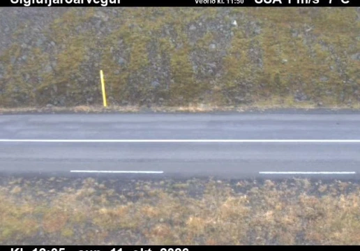 Road camera, road 76, road surface, Siglufjordur road at Herkonugil, North